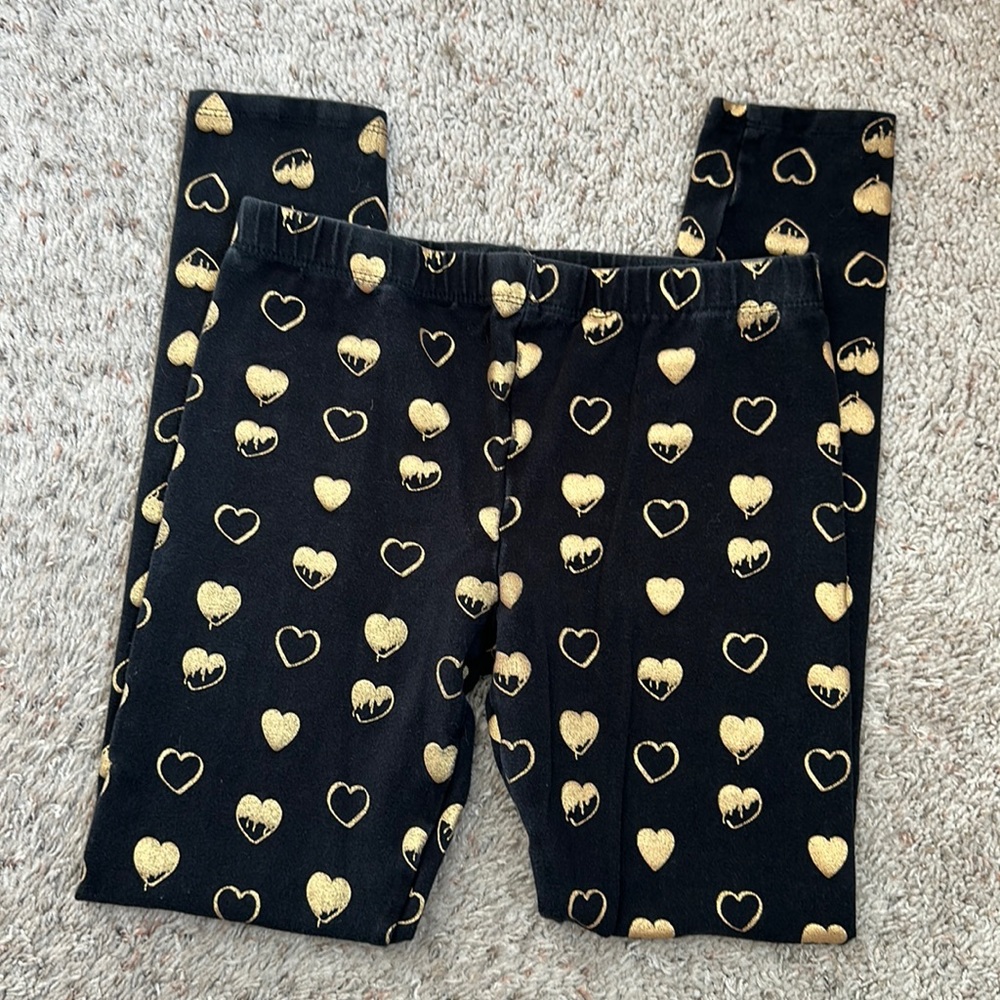 GIRLS VIGOSS black leggings with gold hearts size 14
